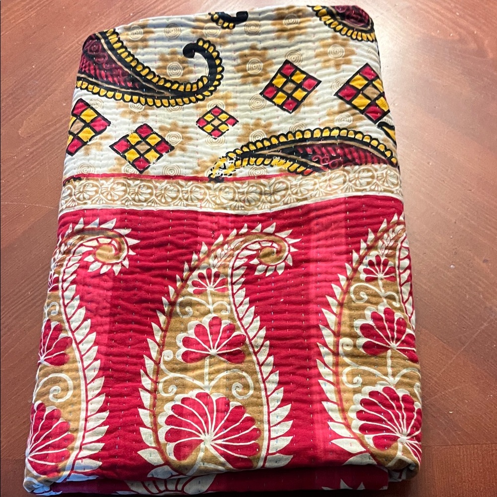 Handmade Basha Bangladesh Kantha Throw Quilt - Reversible & Fair Trade